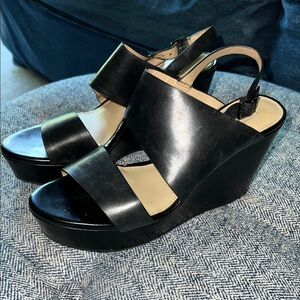 ANTONIO MELANI Sleek Black Wedge Sandals